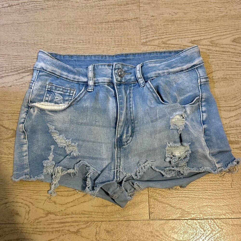 SHEIN blue distressed booty shorts‎ size small